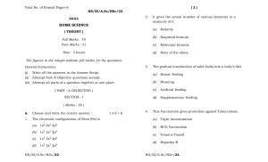 Meghalaya Board (MBOSE) Class 11 Home Science (theory) 2022 Question Paper