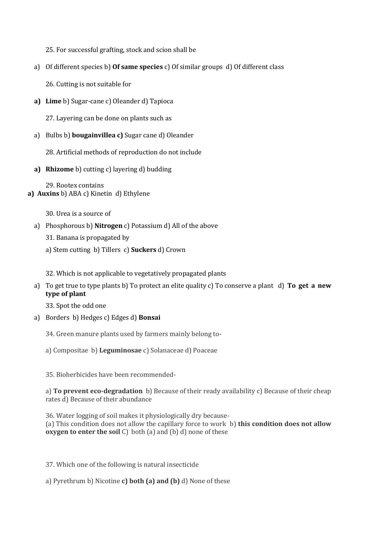 MCAER PG CET Horticulture MCQ Question Paper - Page 3