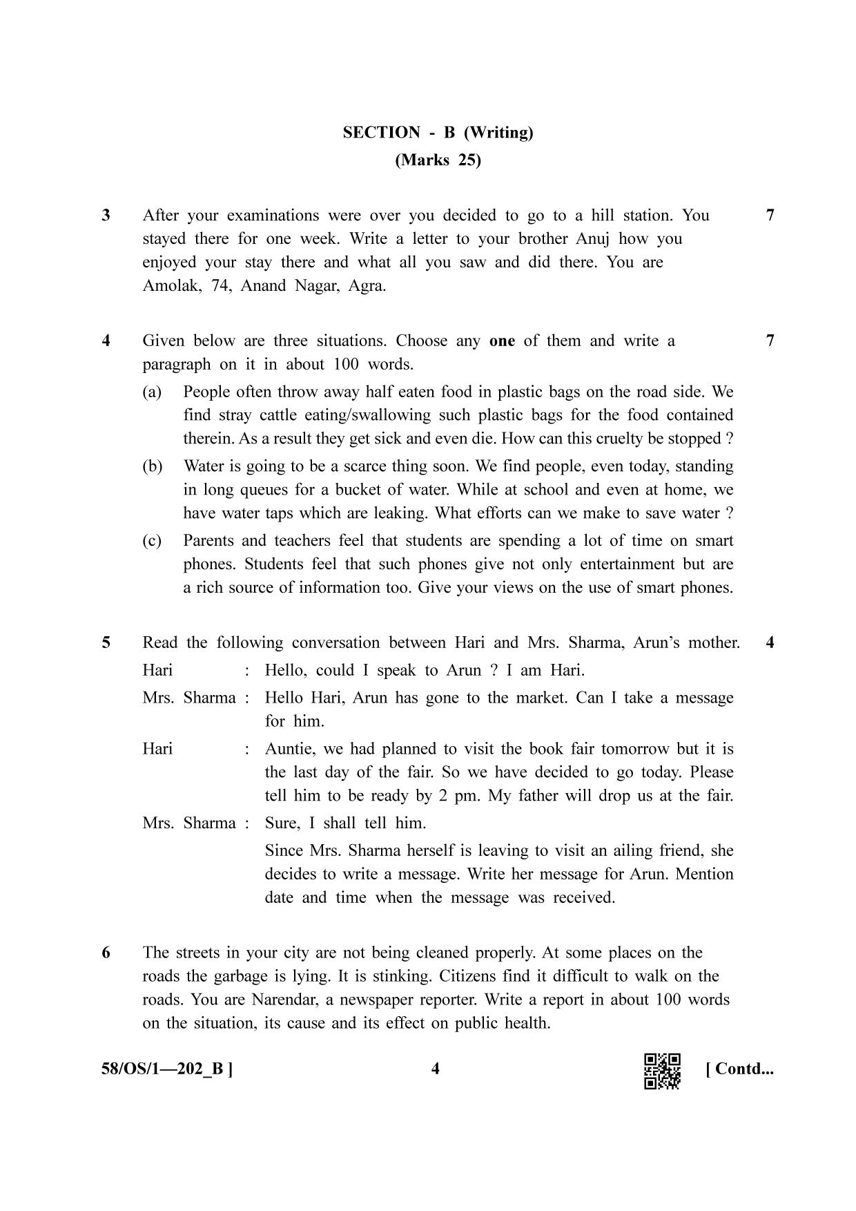 NIOS April 2019 Class 10 English (SET B) Question Paper - Page 4