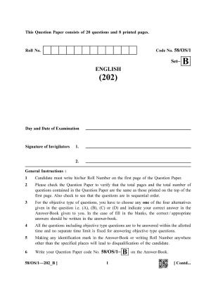 NIOS April 2019 Class 10 English (SET B) Question Paper