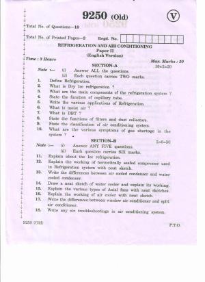 AP Inter 2nd Year Refrigeration Air Conditioning-II (old) March-2020-Vocational Question Paper