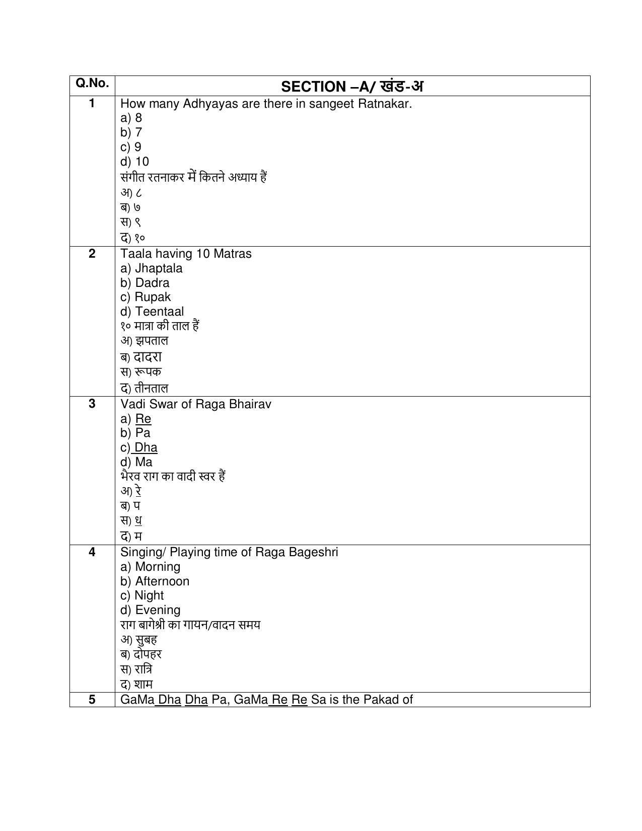 CBSE Class 12 Hindustani Music (Melodic) Sample Paper 2021-22 - Page 2