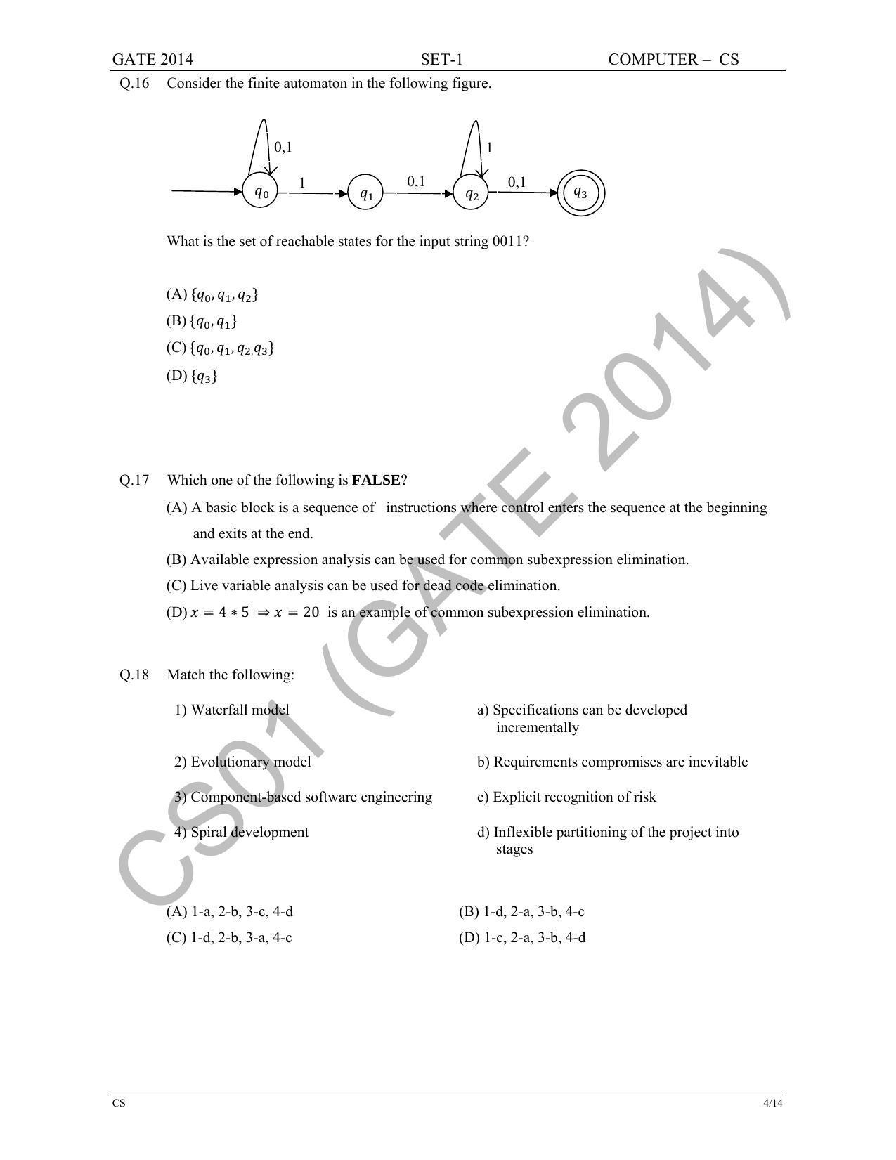 GATE 2014 Computer Science and Information Technology (CS) Question Paper with Answer Key - Page 11