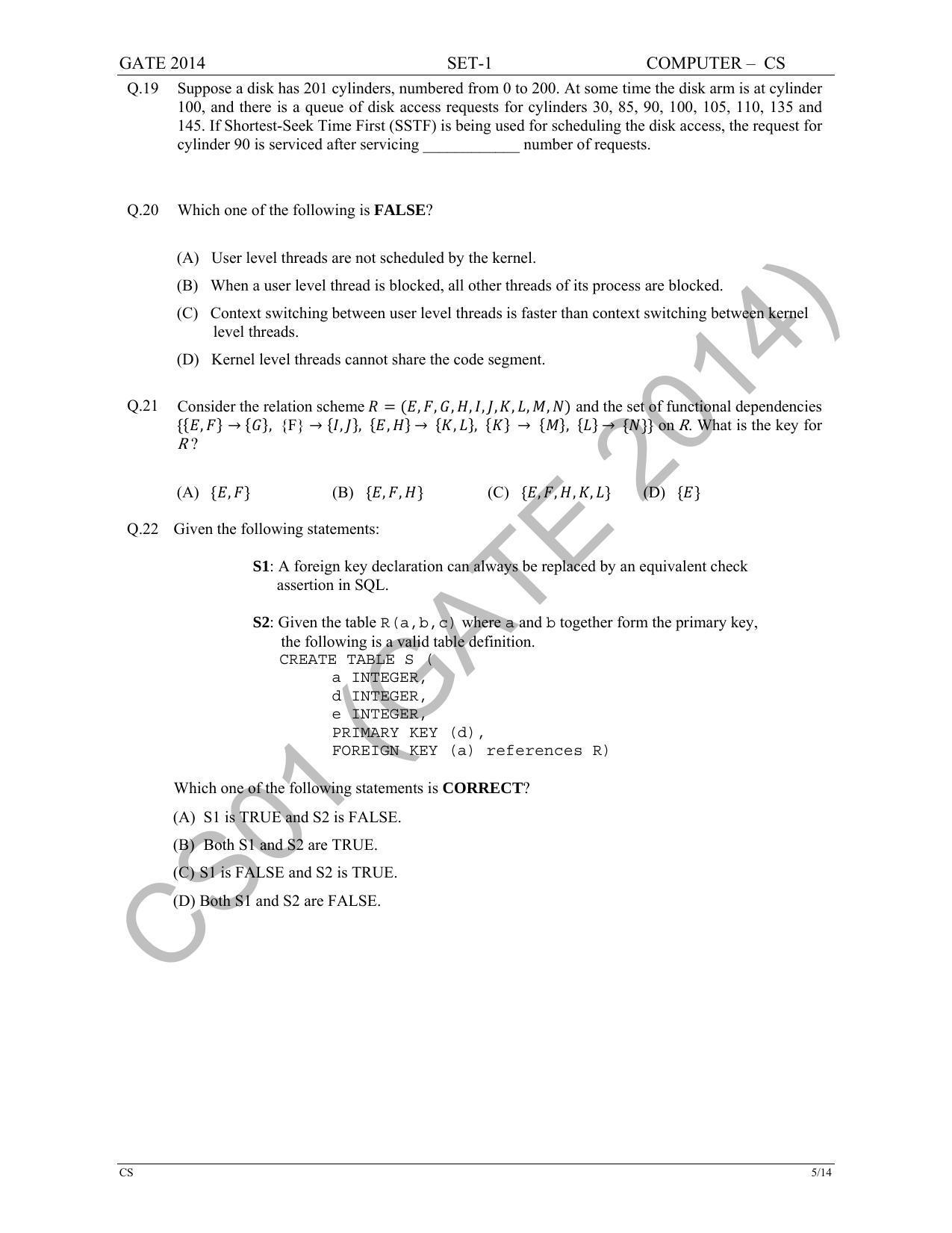 GATE 2014 Computer Science and Information Technology (CS) Question Paper with Answer Key - Page 12