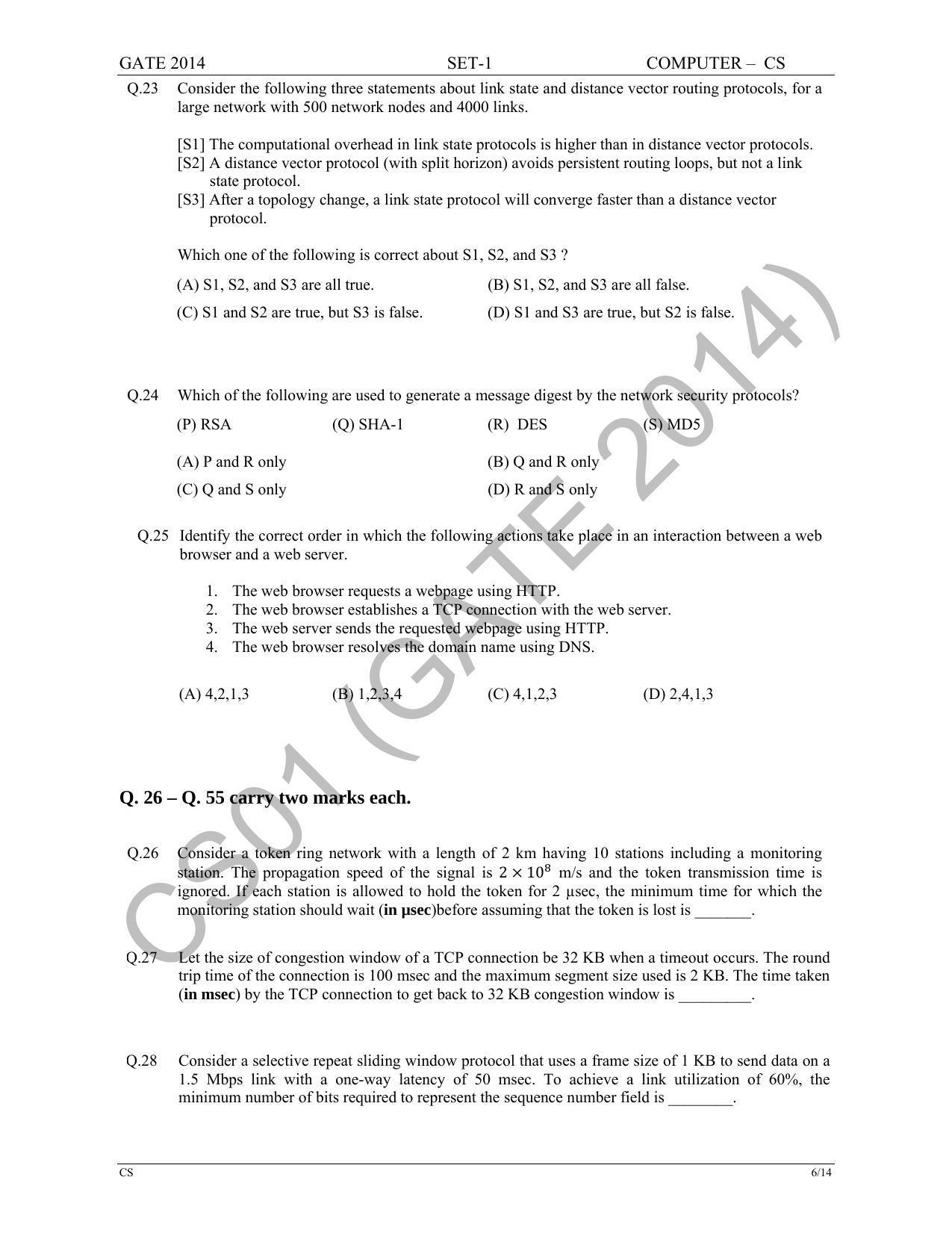 GATE 2014 Computer Science and Information Technology (CS) Question Paper with Answer Key - Page 13