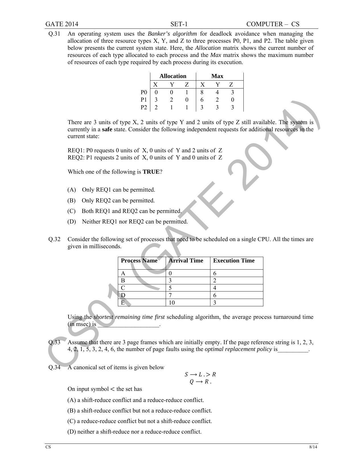 GATE 2014 Computer Science and Information Technology (CS) Question Paper with Answer Key - Page 15