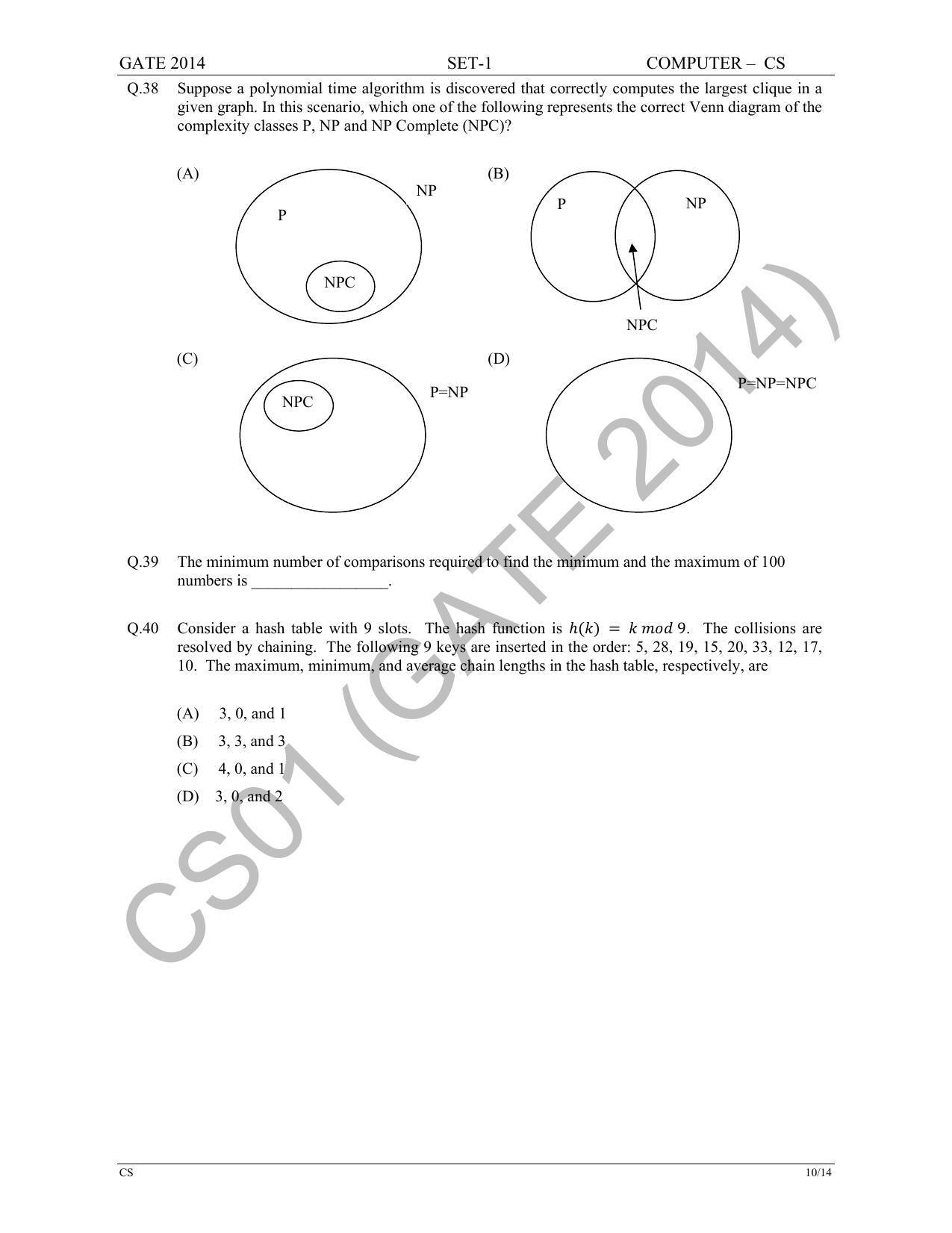 GATE 2014 Computer Science and Information Technology (CS) Question Paper with Answer Key - Page 17