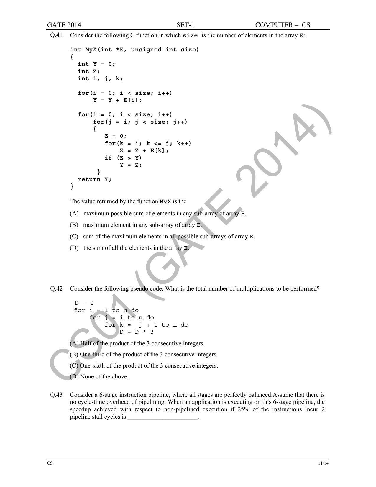 GATE 2014 Computer Science and Information Technology (CS) Question Paper with Answer Key - Page 18