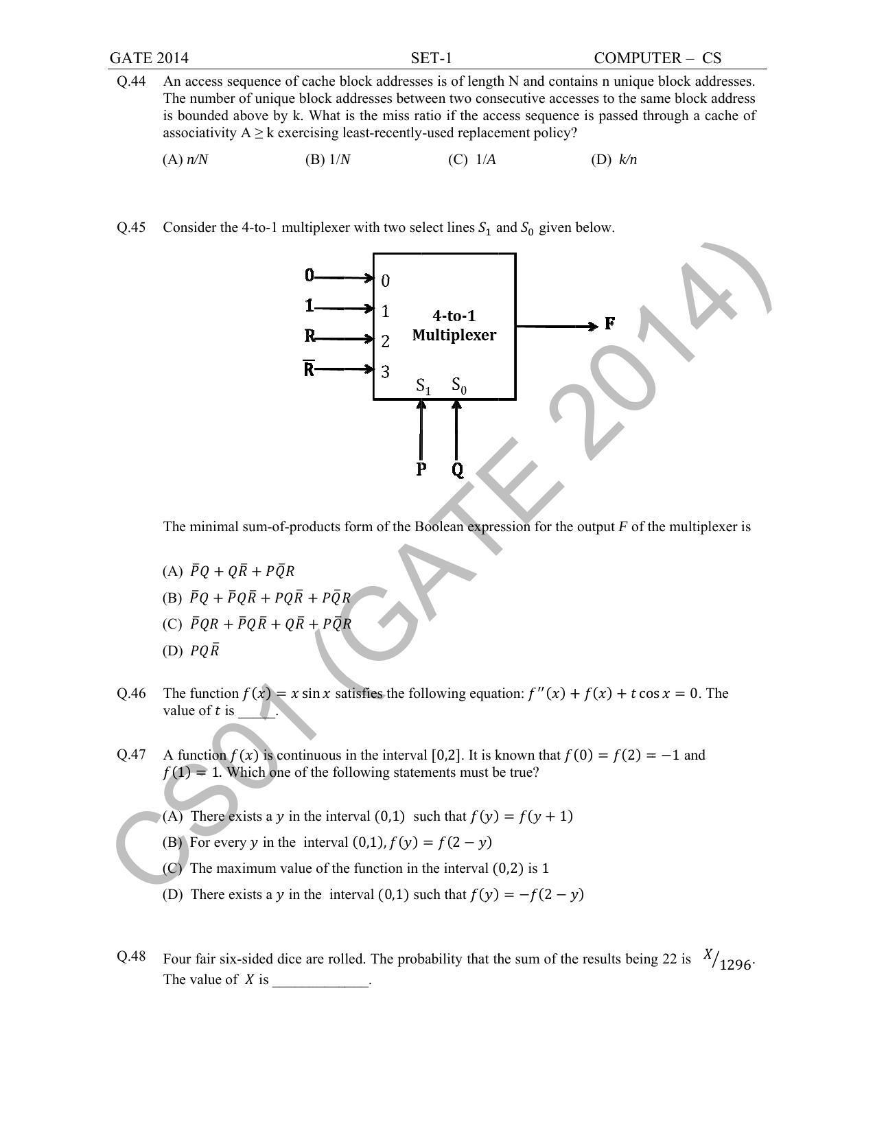 GATE 2014 Computer Science and Information Technology (CS) Question Paper with Answer Key - Page 19