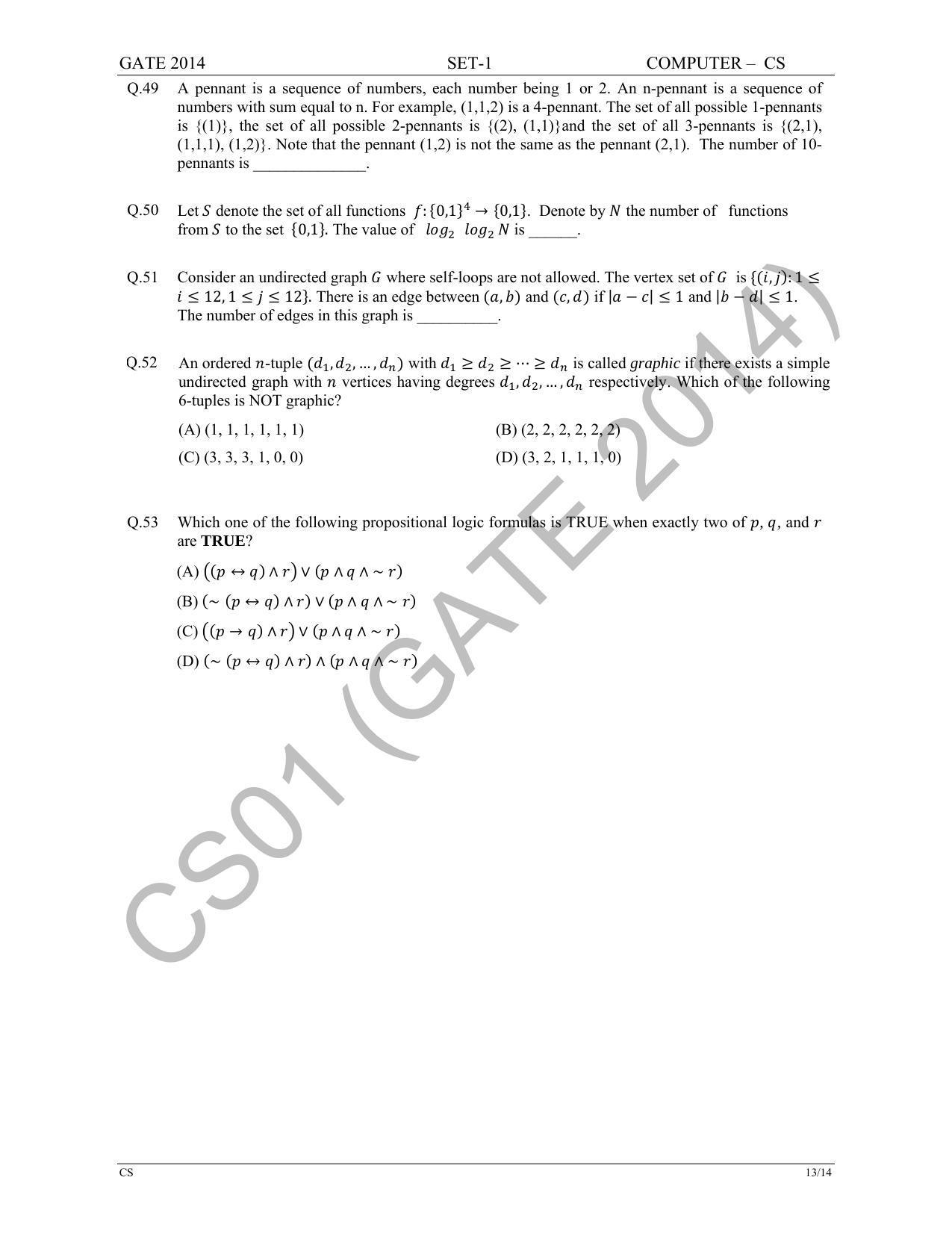 GATE 2014 Computer Science and Information Technology (CS) Question Paper with Answer Key - Page 20
