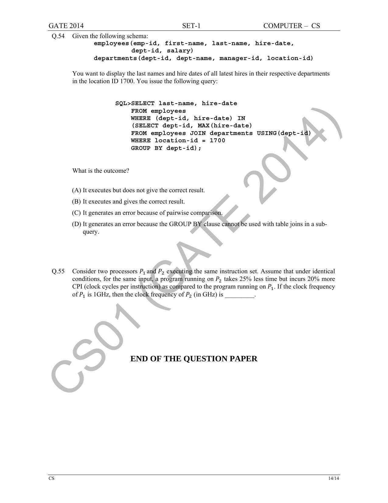 GATE 2014 Computer Science and Information Technology (CS) Question Paper with Answer Key - Page 21