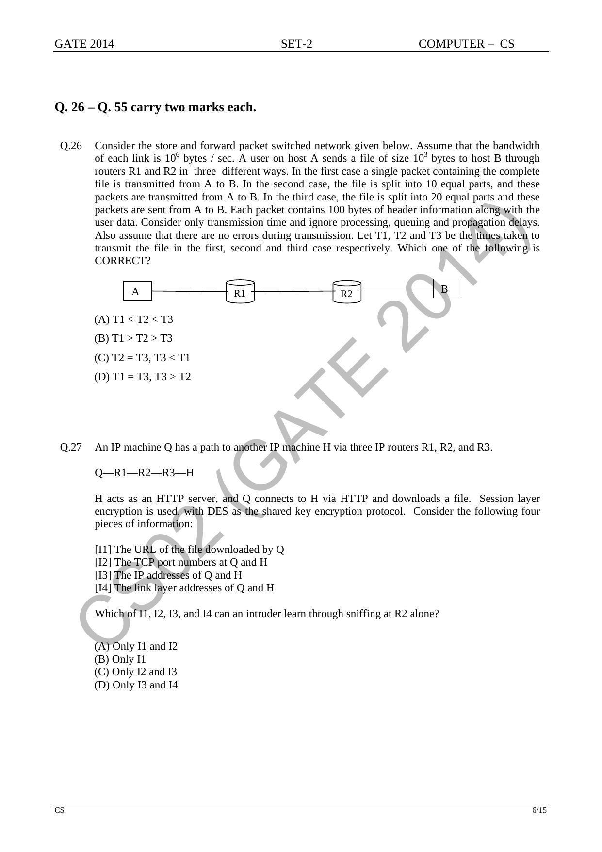 GATE 2014 Computer Science and Information Technology (CS) Question Paper with Answer Key - Page 35