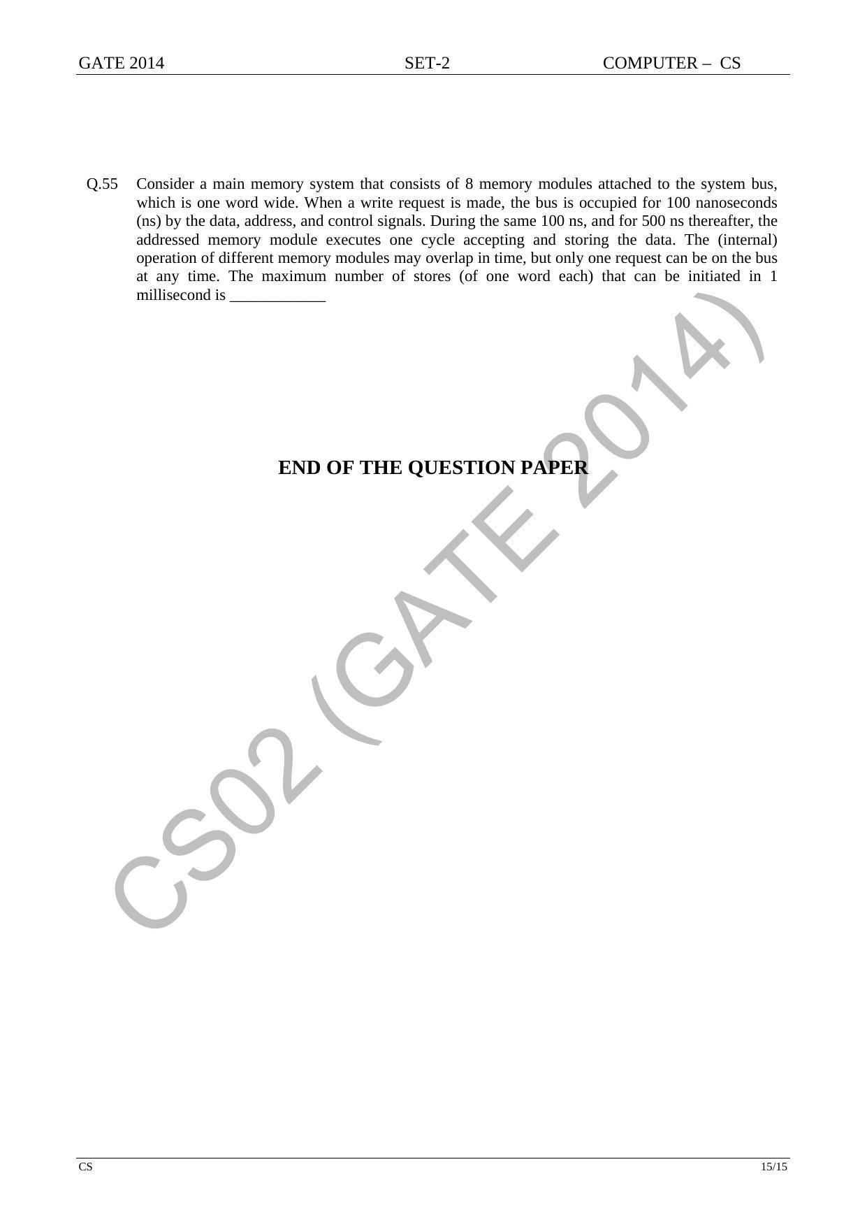 GATE 2014 Computer Science and Information Technology (CS) Question Paper with Answer Key - Page 44