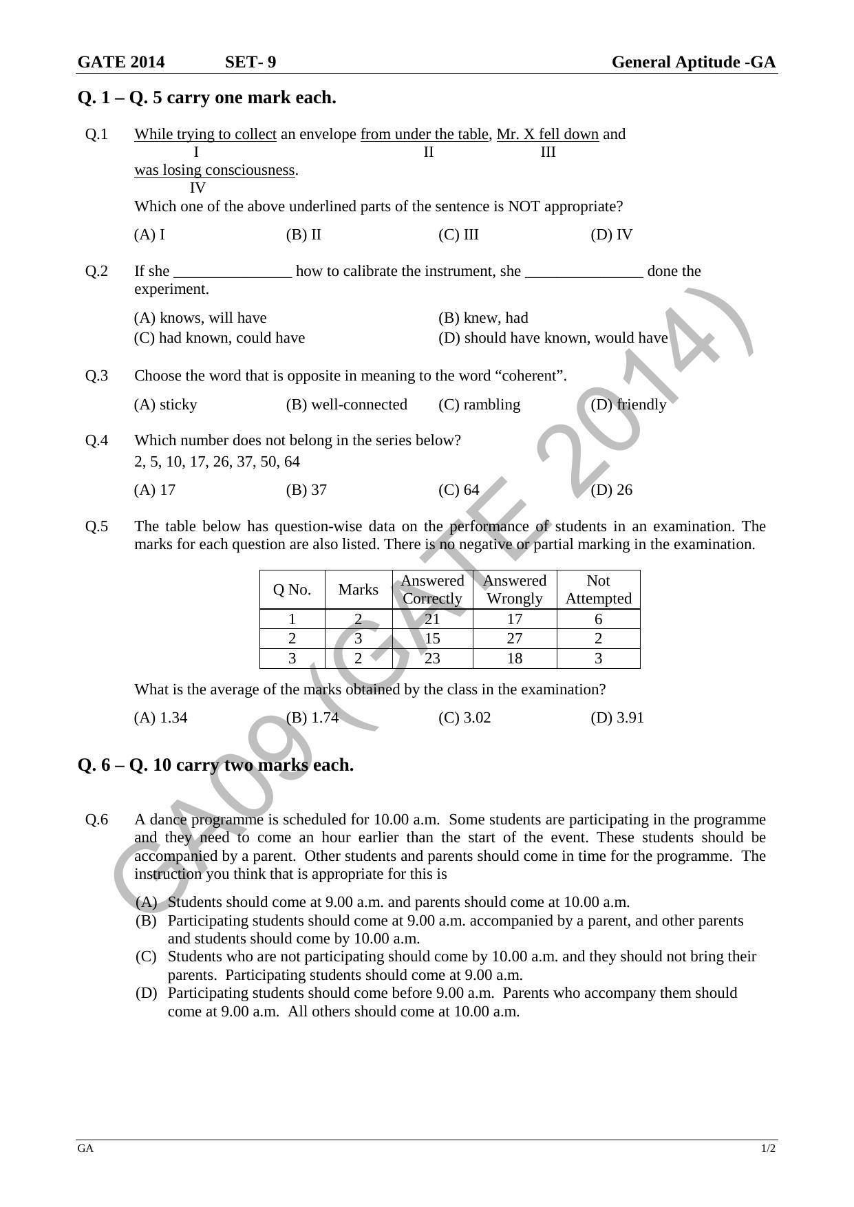 GATE 2014 Computer Science and Information Technology (CS) Question Paper with Answer Key - Page 51