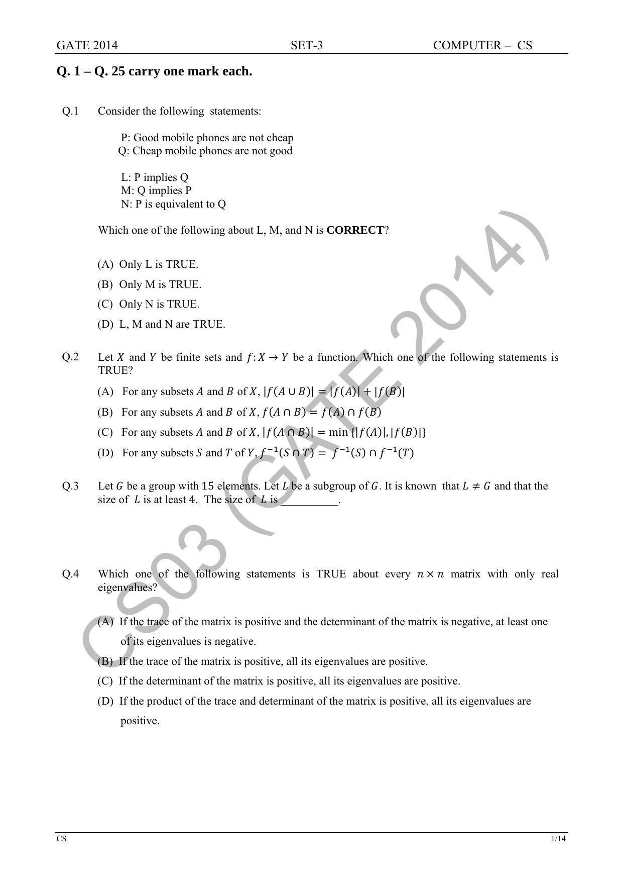 GATE 2014 Computer Science and Information Technology (CS) Question Paper with Answer Key - Page 53