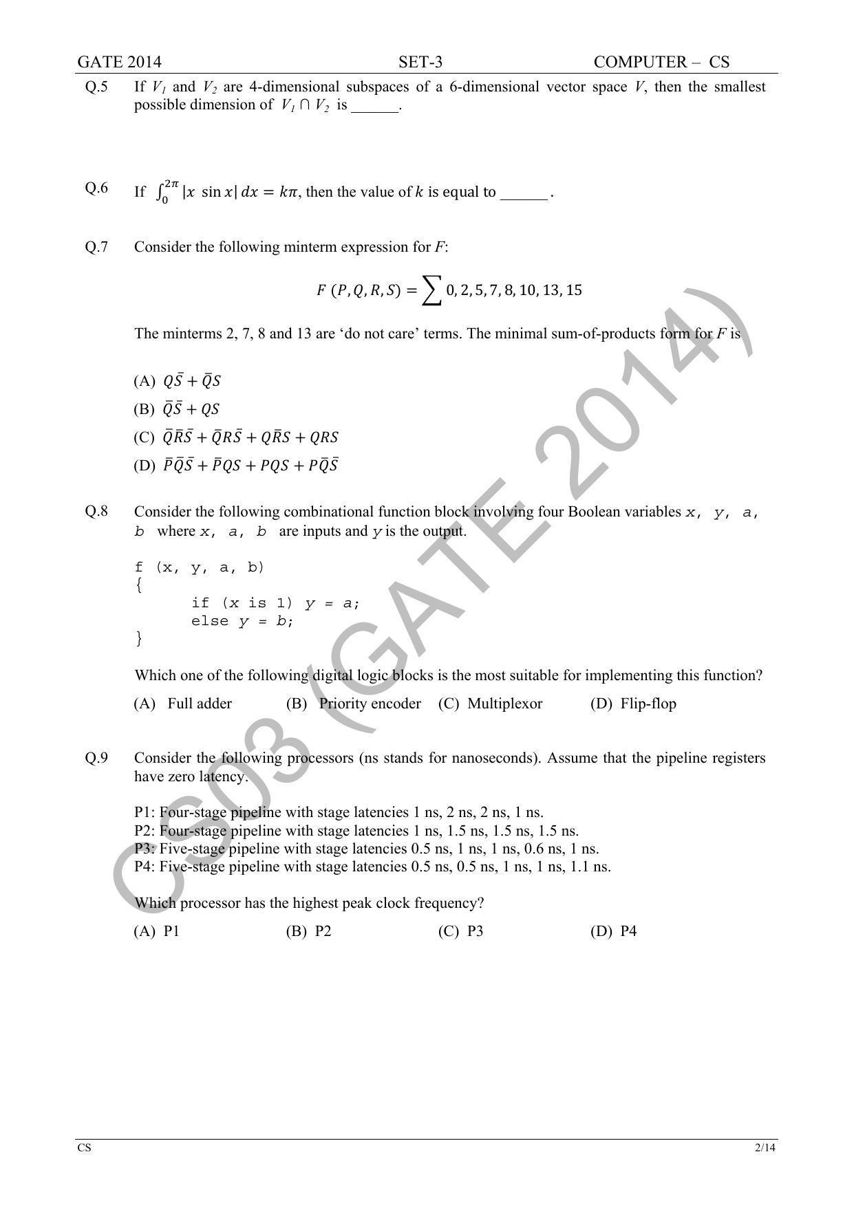 GATE 2014 Computer Science and Information Technology (CS) Question Paper with Answer Key - Page 54