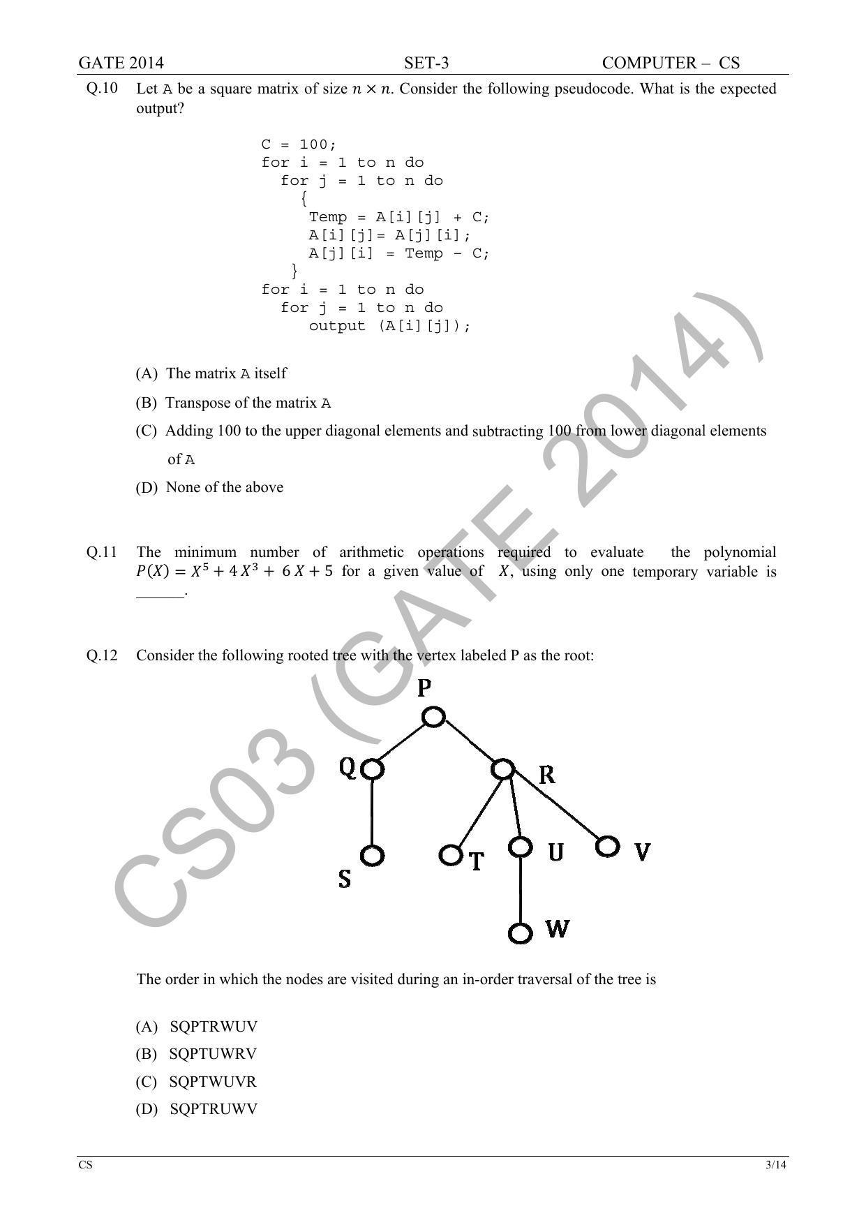 GATE 2014 Computer Science and Information Technology (CS) Question Paper with Answer Key - Page 55
