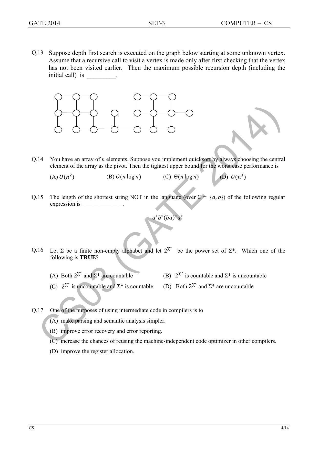 GATE 2014 Computer Science and Information Technology (CS) Question Paper with Answer Key - Page 56