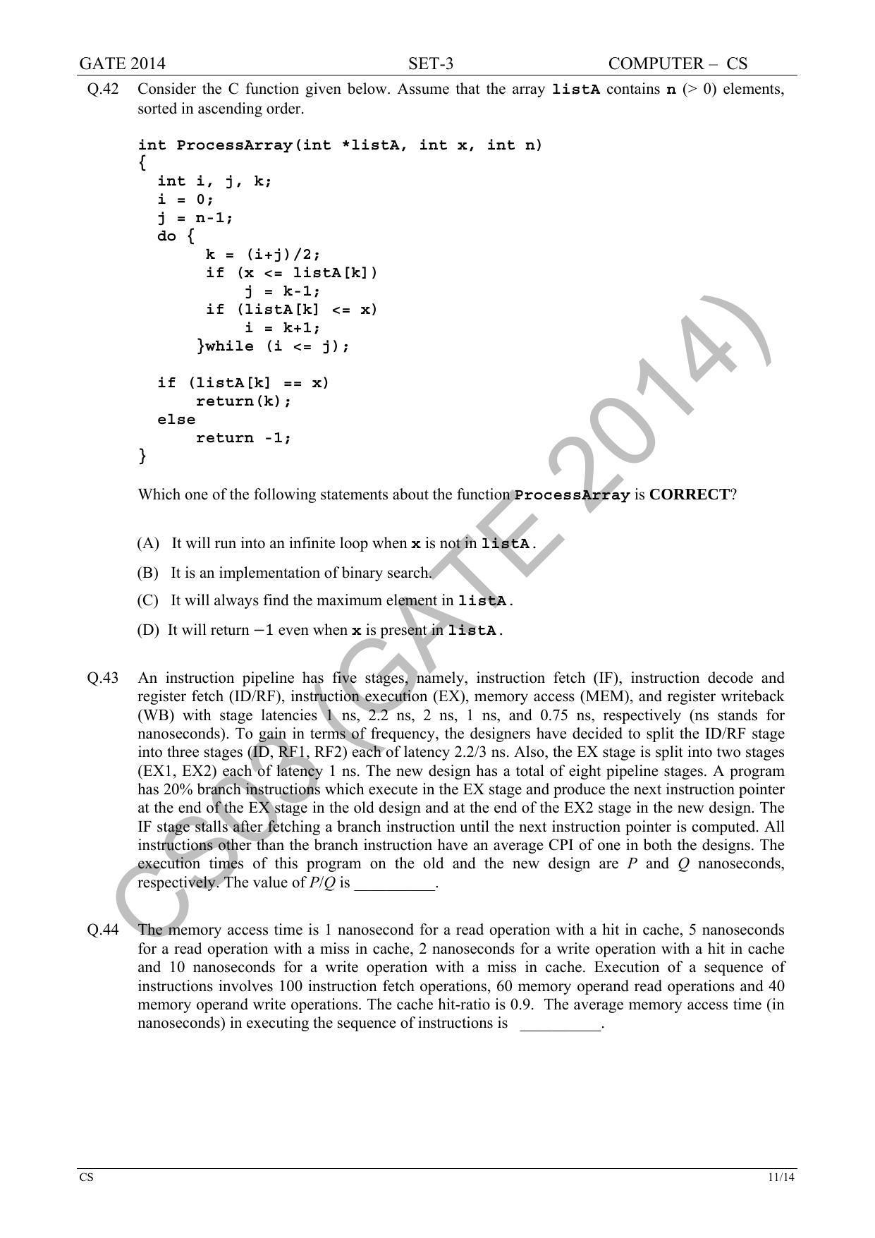 GATE 2014 Computer Science and Information Technology (CS) Question Paper with Answer Key - Page 63