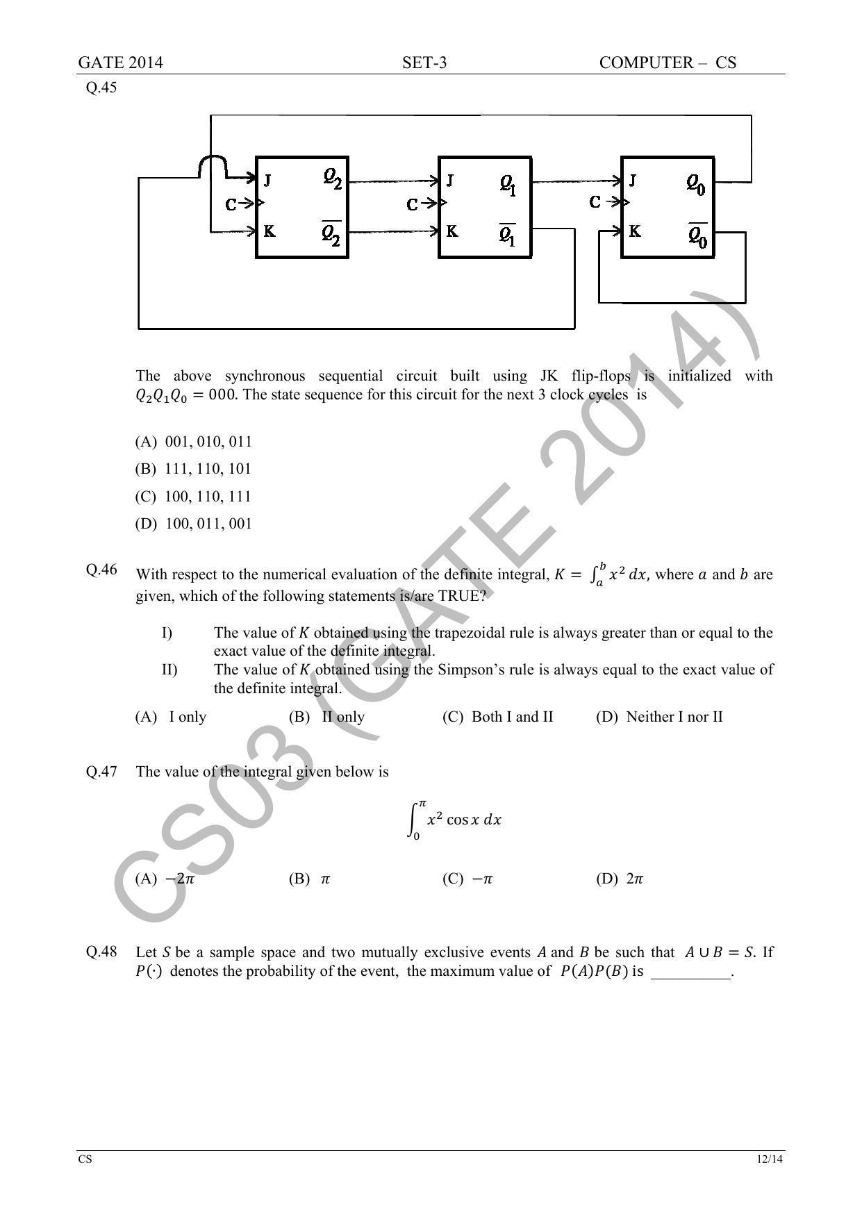 GATE 2014 Computer Science and Information Technology (CS) Question Paper with Answer Key - Page 64