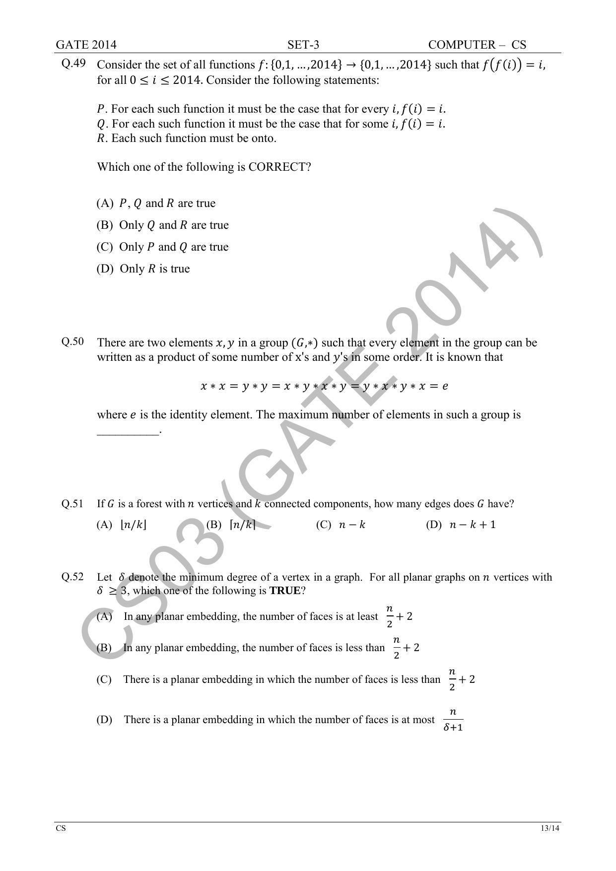 GATE 2014 Computer Science and Information Technology (CS) Question Paper with Answer Key - Page 65