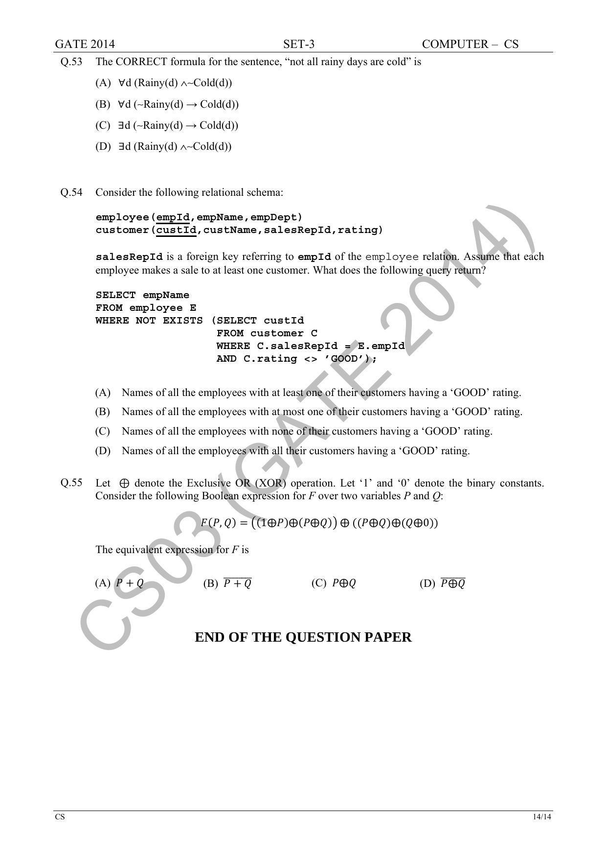 GATE 2014 Computer Science and Information Technology (CS) Question Paper with Answer Key - Page 66