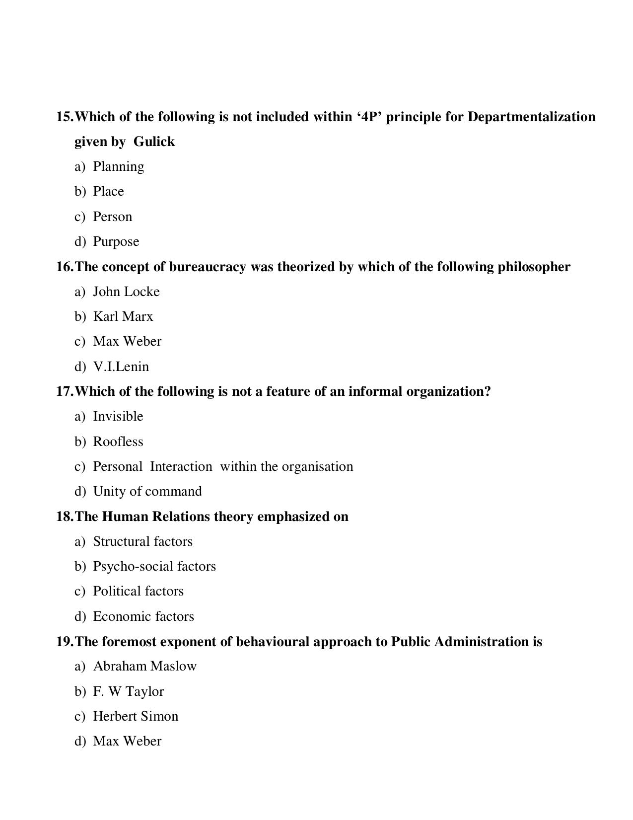 Odisha CPET 2021 PUBLIC ADMINISTRATION Question Paper - Page 4