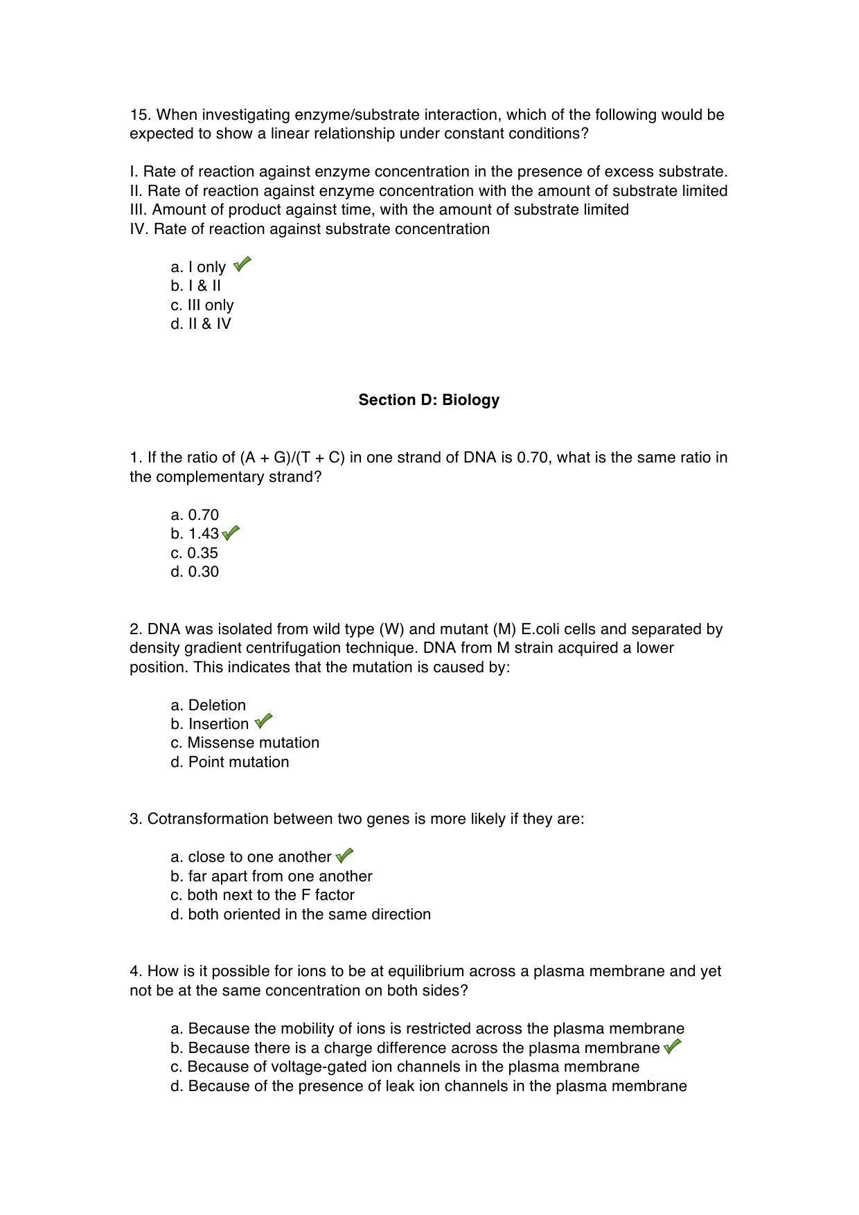 TIFR GS 2015 Biology Question Paper - Page 11