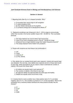 TIFR GS 2015 Biology Question Paper