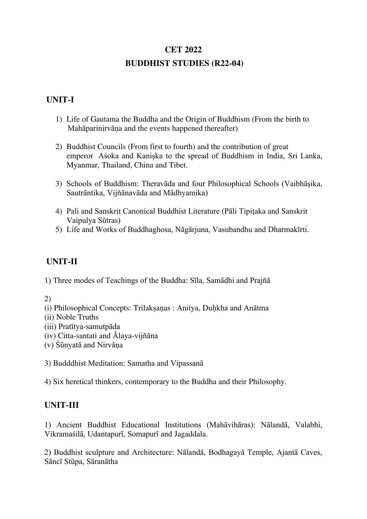 AP RCET Buddhist Studies Syllabus - Page 1
