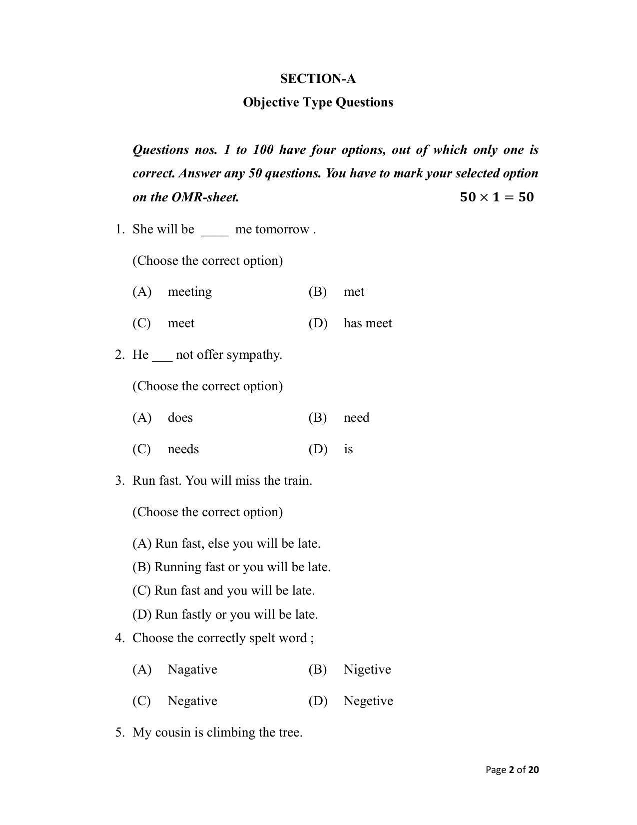 Bihar Board (BSEB) Class XII: 105/124/205/223 - ENGLISH 2025 Model Question Paper - Page 2