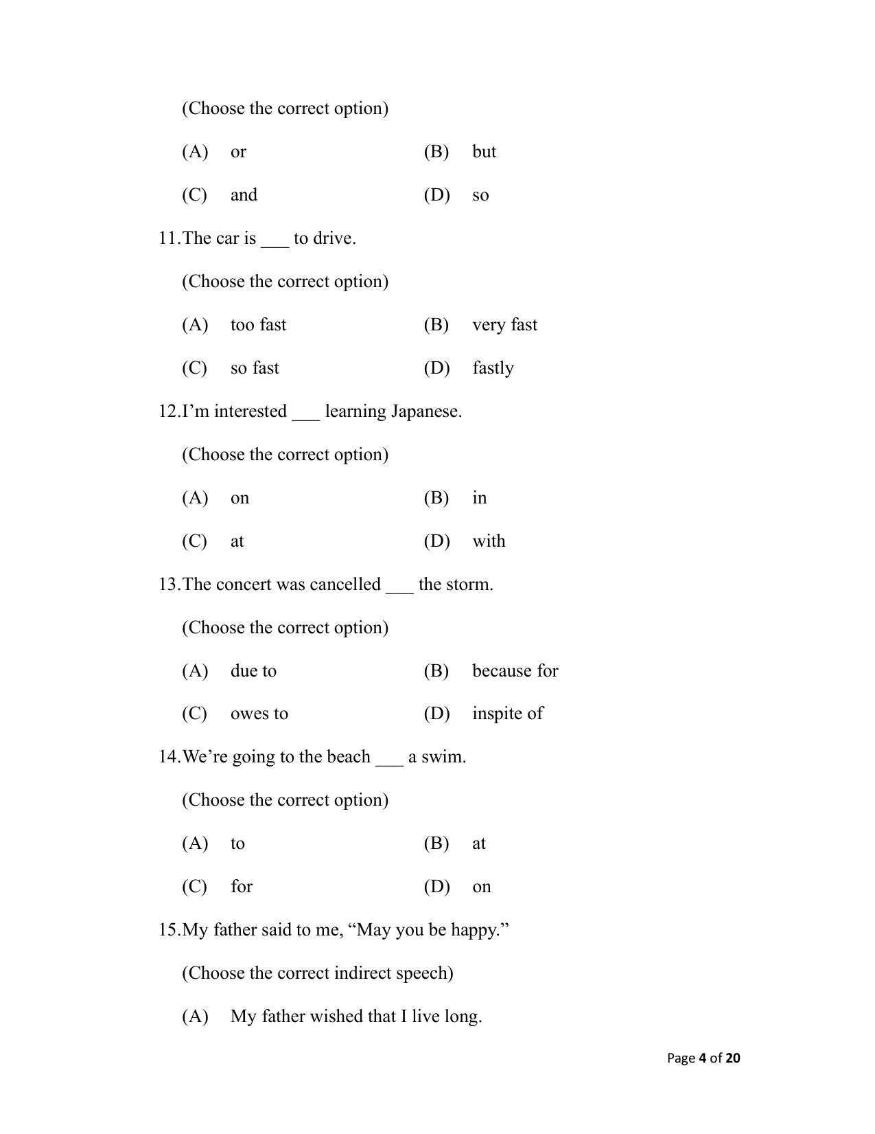 Bihar Board (BSEB) Class XII: 105/124/205/223 - ENGLISH 2025 Model Question Paper - Page 4