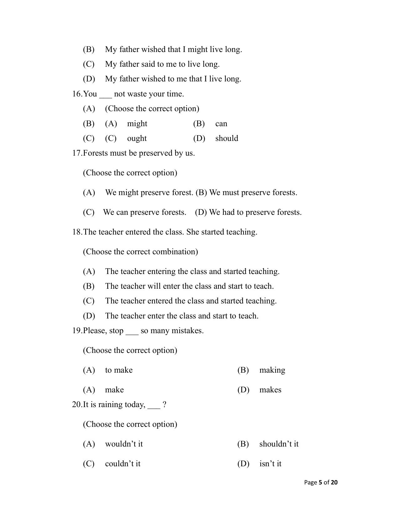 Bihar Board (BSEB) Class XII: 105/124/205/223 - ENGLISH 2025 Model Question Paper - Page 5