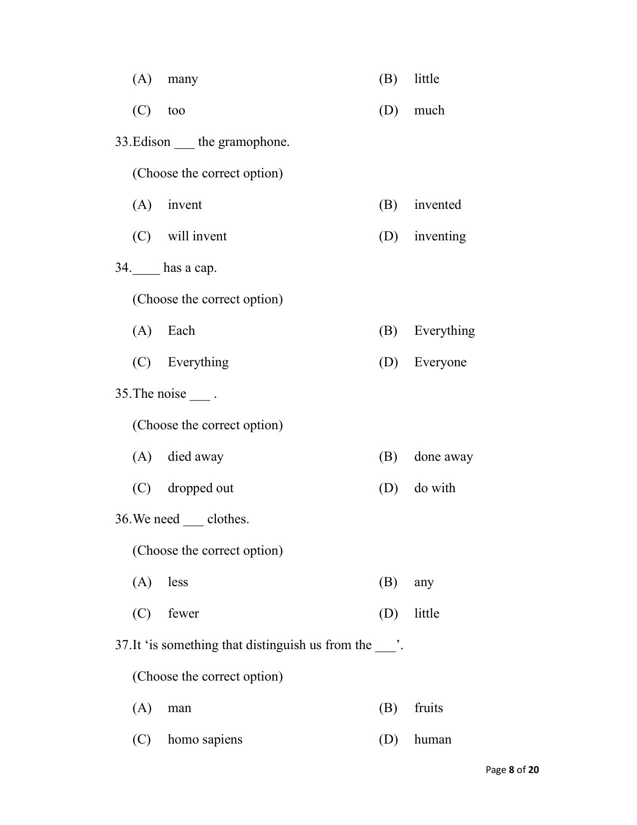 Bihar Board (BSEB) Class XII: 105/124/205/223 - ENGLISH 2025 Model Question Paper - Page 8