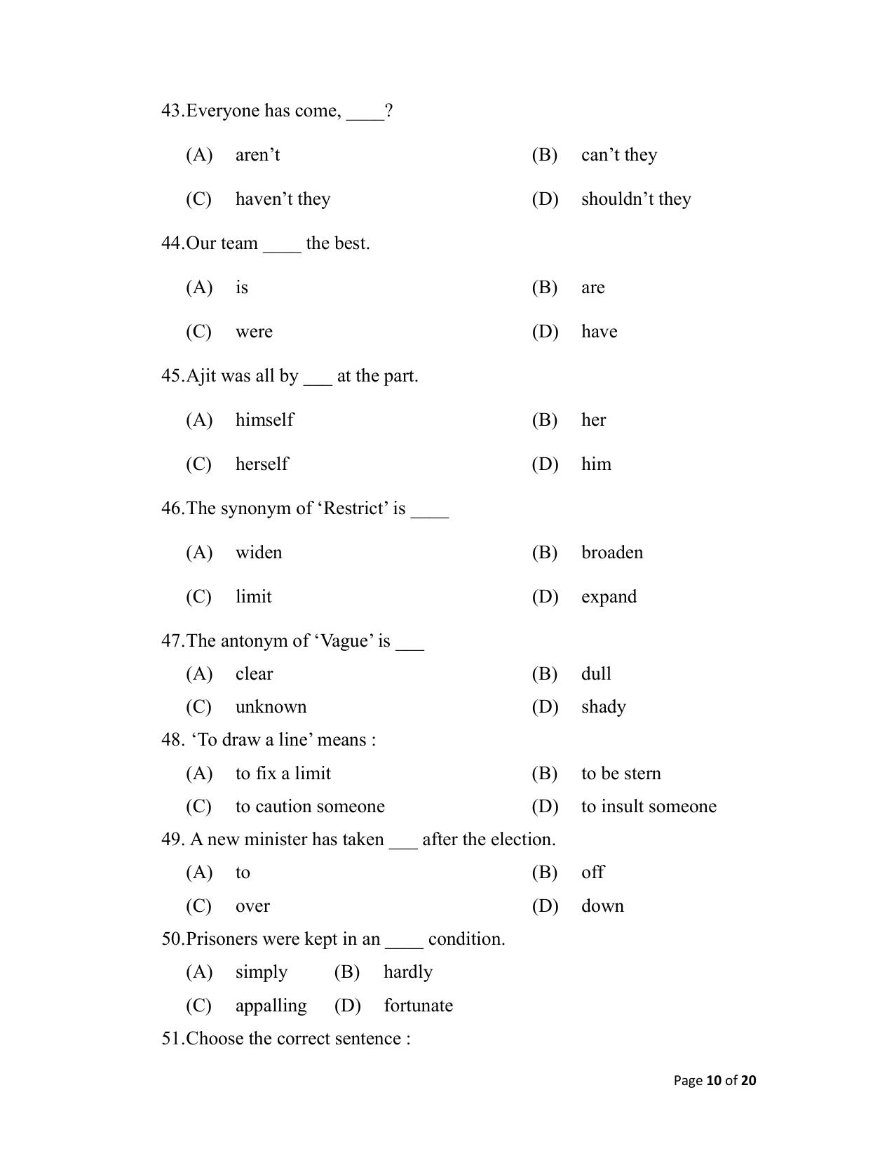Bihar Board (BSEB) Class XII: 105/124/205/223 - ENGLISH 2025 Model Question Paper - Page 10