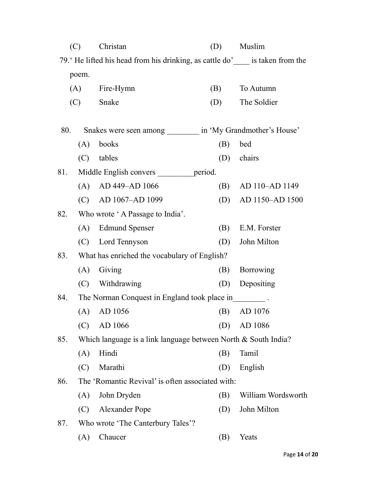 Bihar Board (BSEB) Class XII: 105/124/205/223 - ENGLISH 2025 Model Question Paper - Page 14
