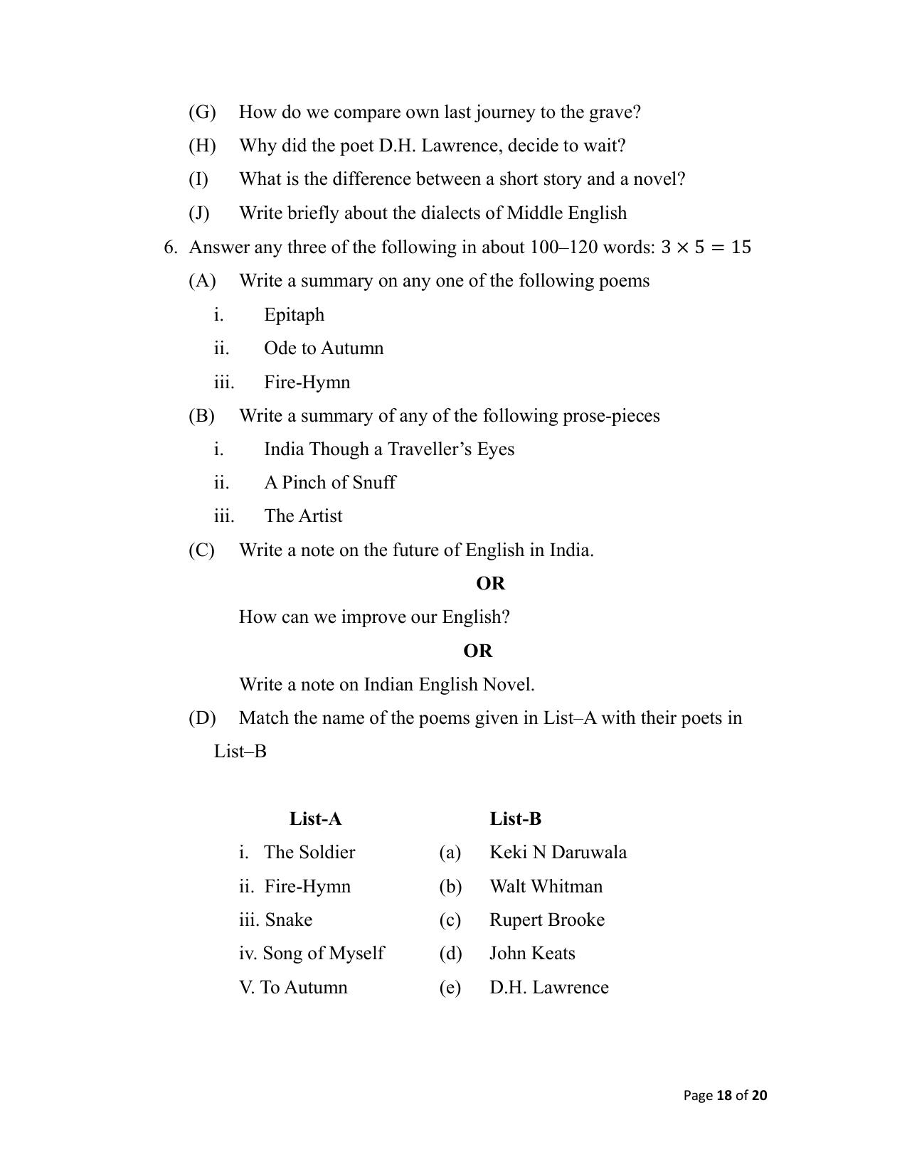 Bihar Board (BSEB) Class XII: 105/124/205/223 - ENGLISH 2025 Model Question Paper - Page 18