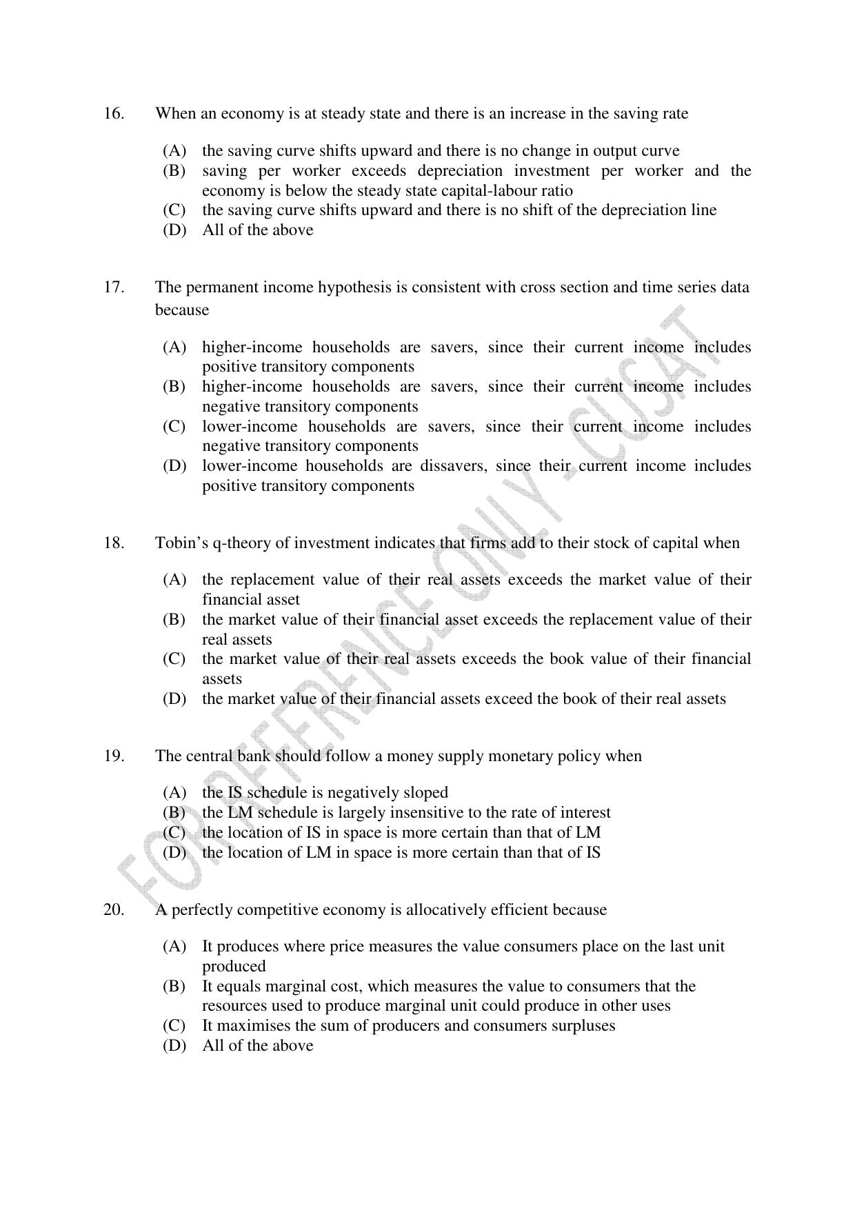 CUSAT CAT 2023 ECONOMETRICS Question Paper - Page 4