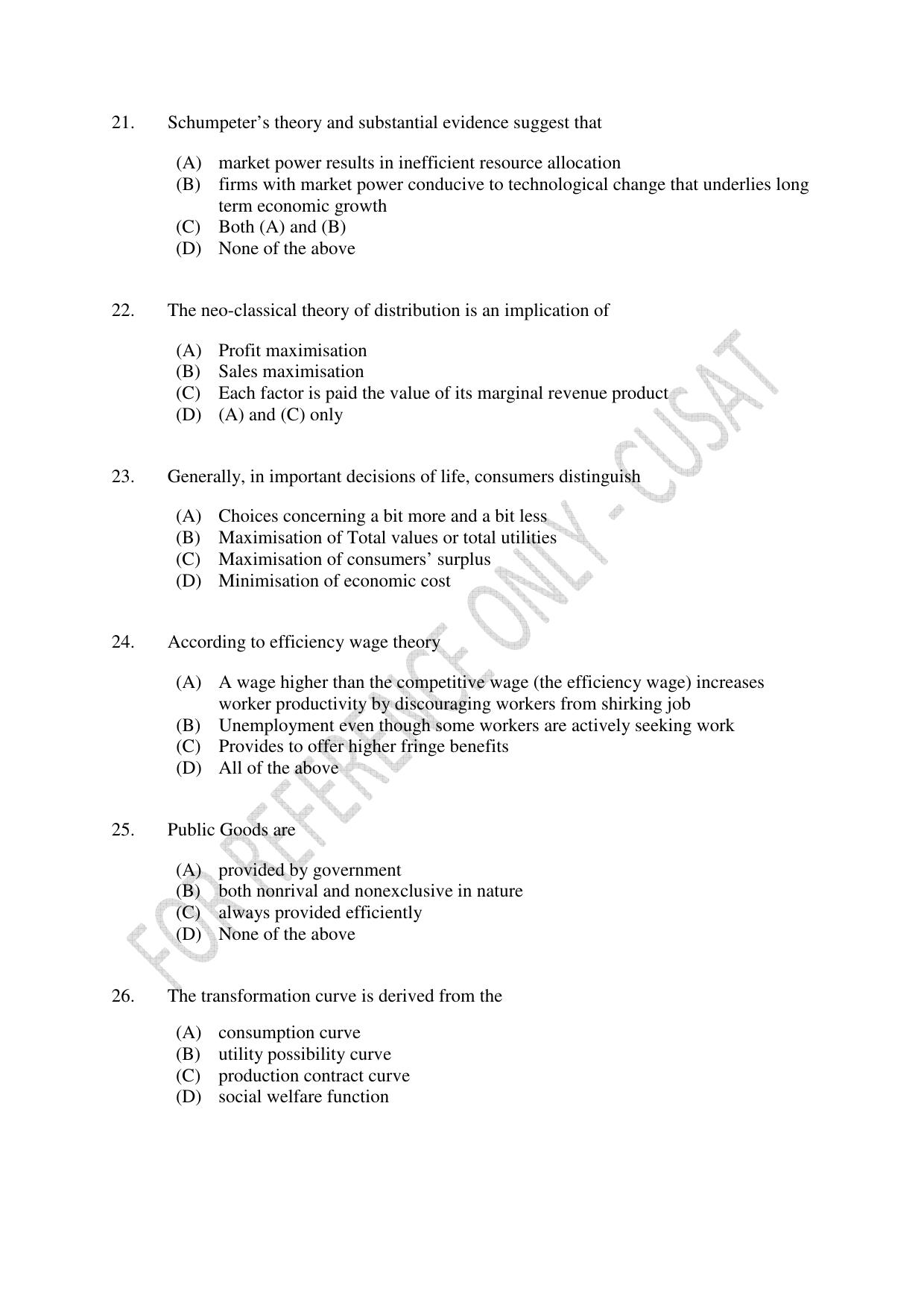 CUSAT CAT 2023 ECONOMETRICS Question Paper - Page 5