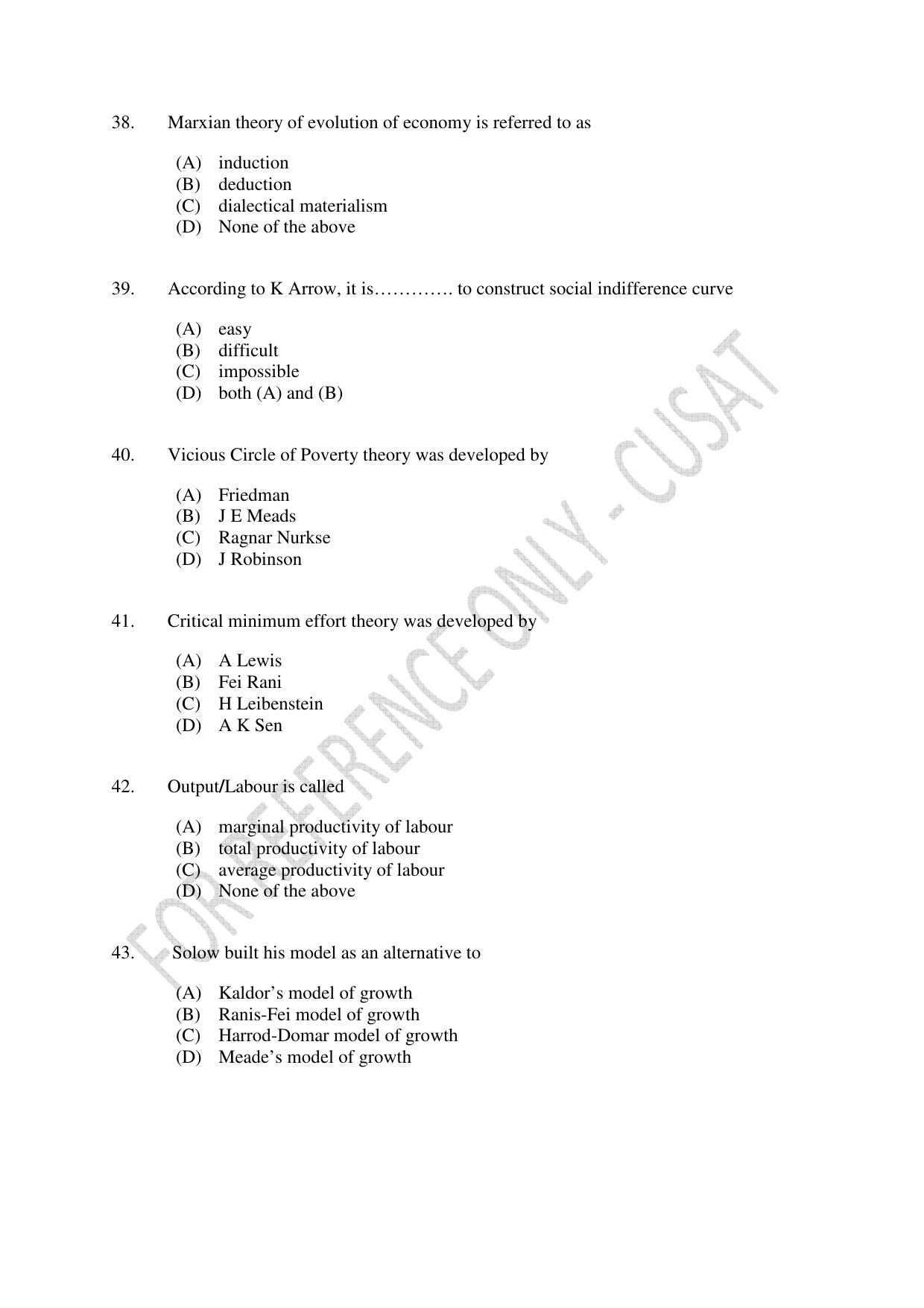 CUSAT CAT 2023 ECONOMETRICS Question Paper - Page 8