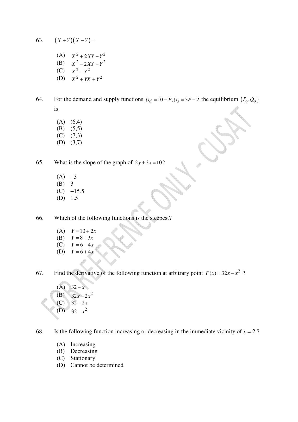 CUSAT CAT 2023 ECONOMETRICS Question Paper - Page 13