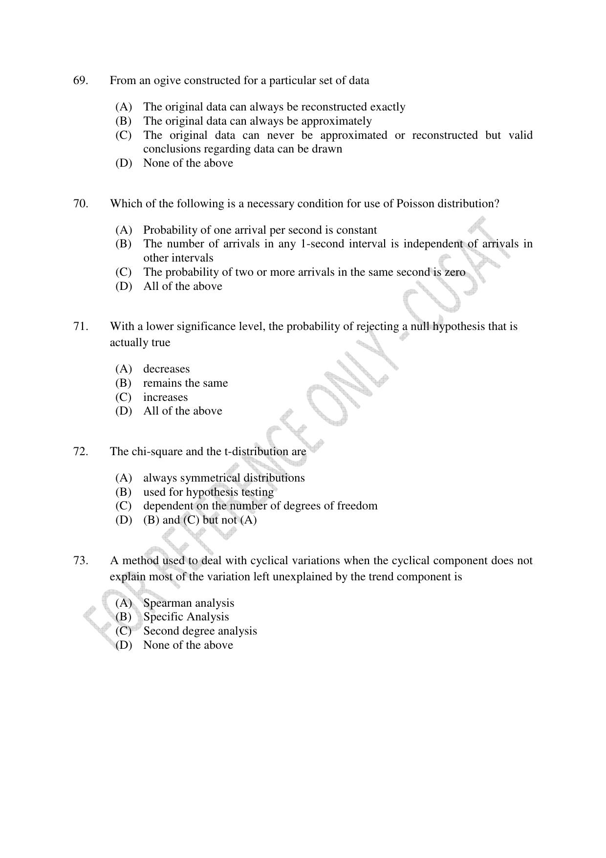 CUSAT CAT 2023 ECONOMETRICS Question Paper - Page 14