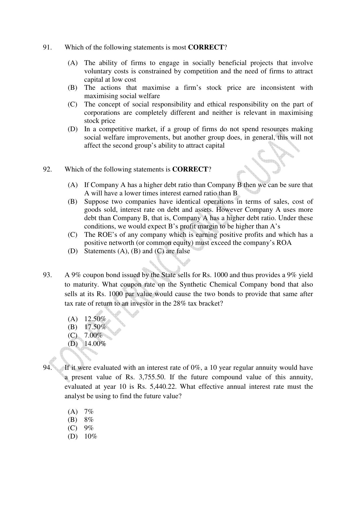 CUSAT CAT 2023 ECONOMETRICS Question Paper - Page 18