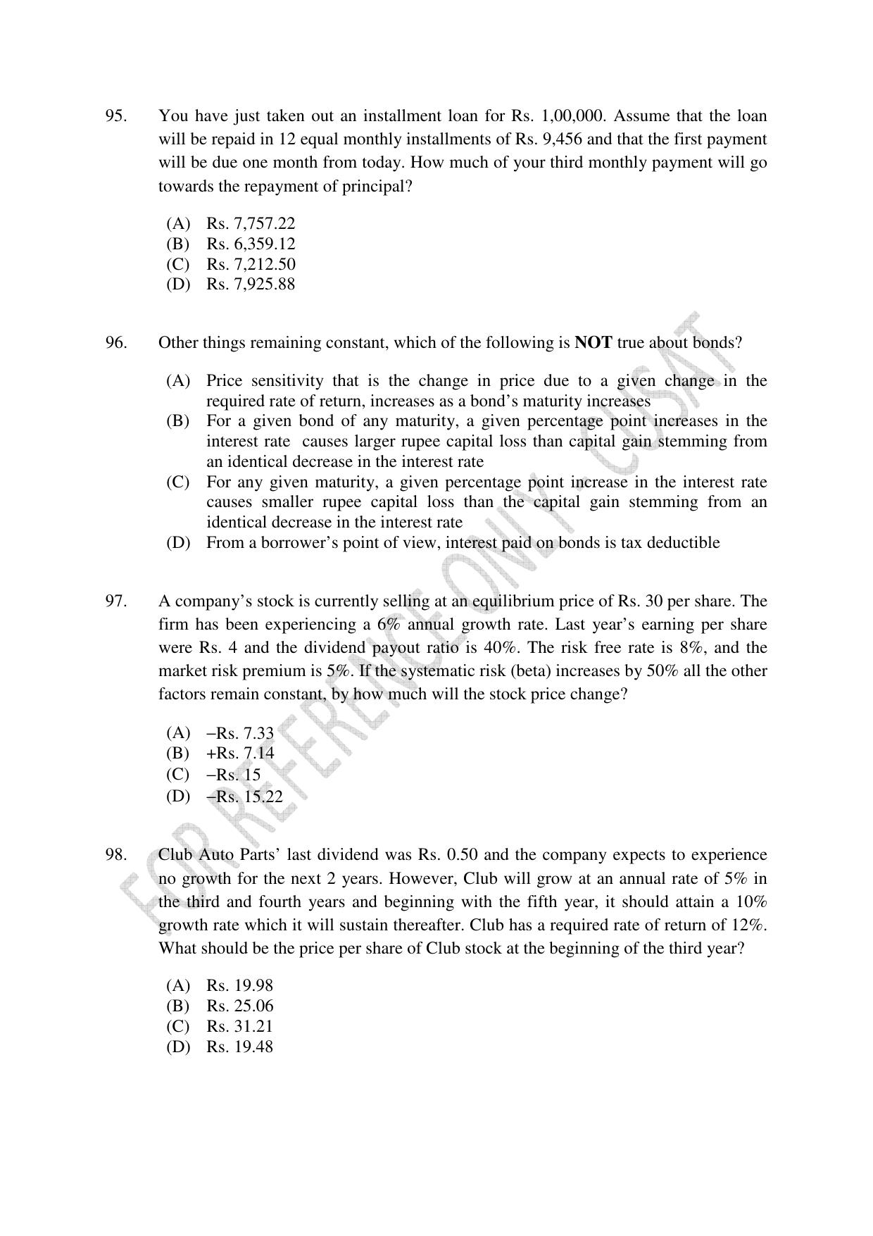 CUSAT CAT 2023 ECONOMETRICS Question Paper - Page 19
