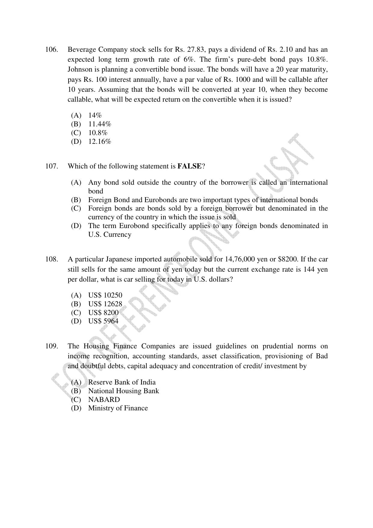 CUSAT CAT 2023 ECONOMETRICS Question Paper - Page 22