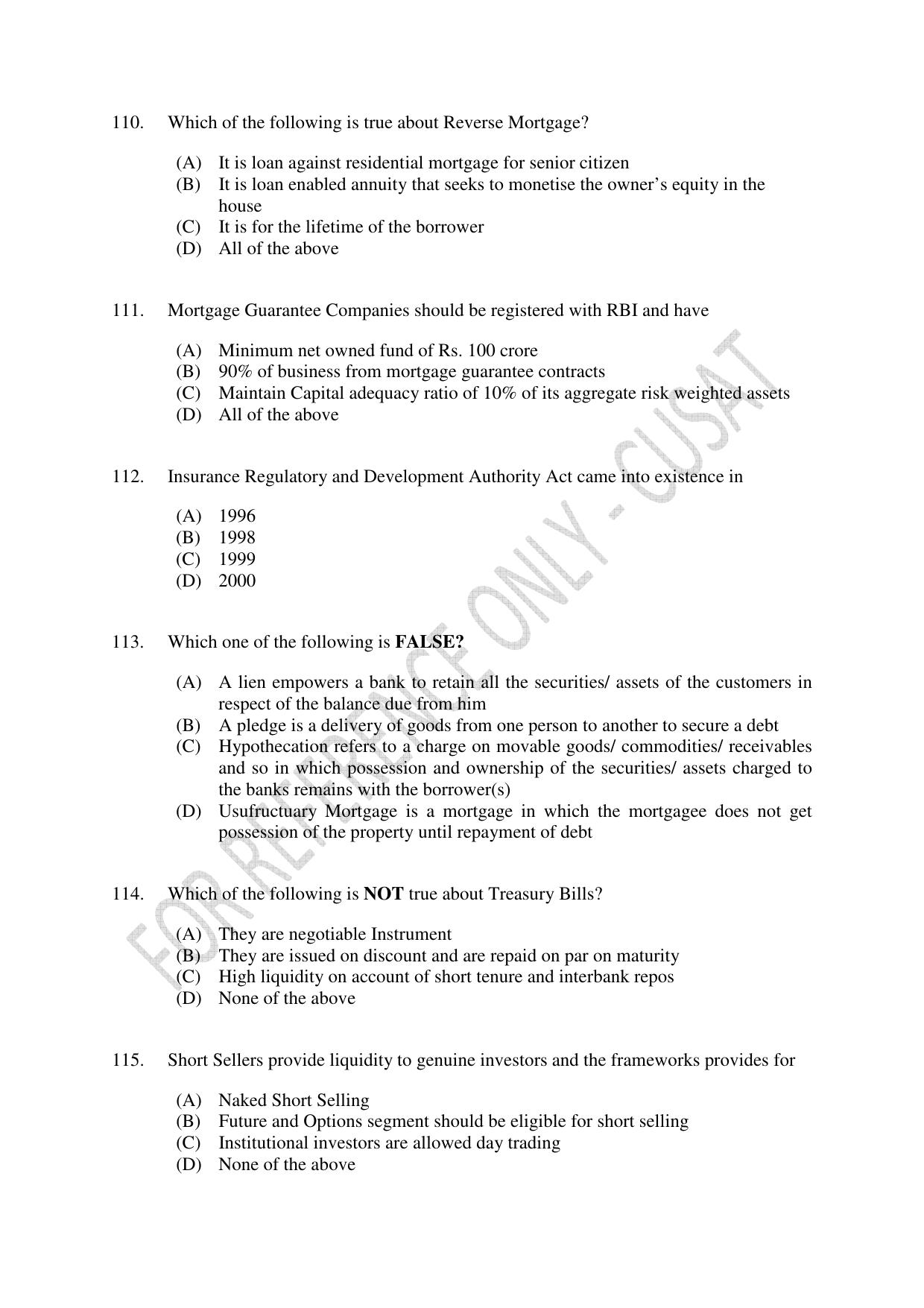CUSAT CAT 2023 ECONOMETRICS Question Paper - Page 23
