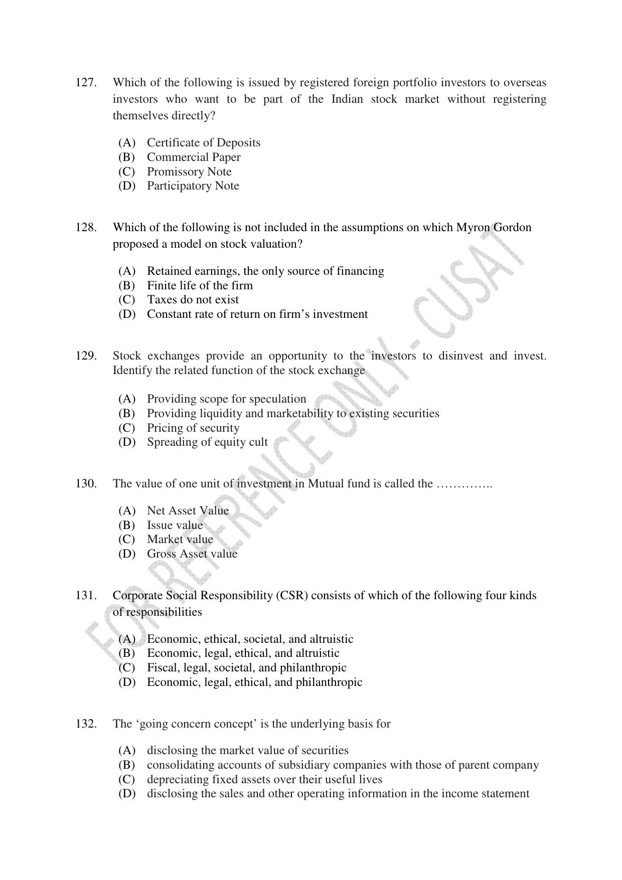 CUSAT CAT 2023 ECONOMETRICS Question Paper - Page 26