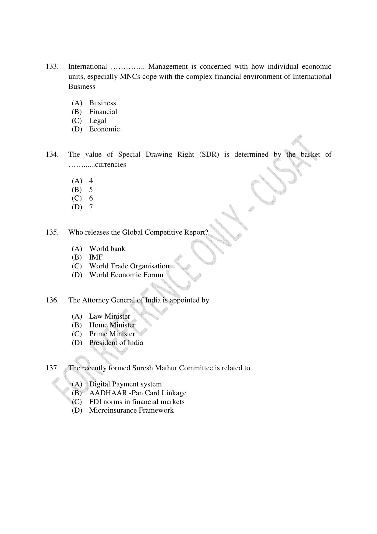 CUSAT CAT 2023 ECONOMETRICS Question Paper - Page 27