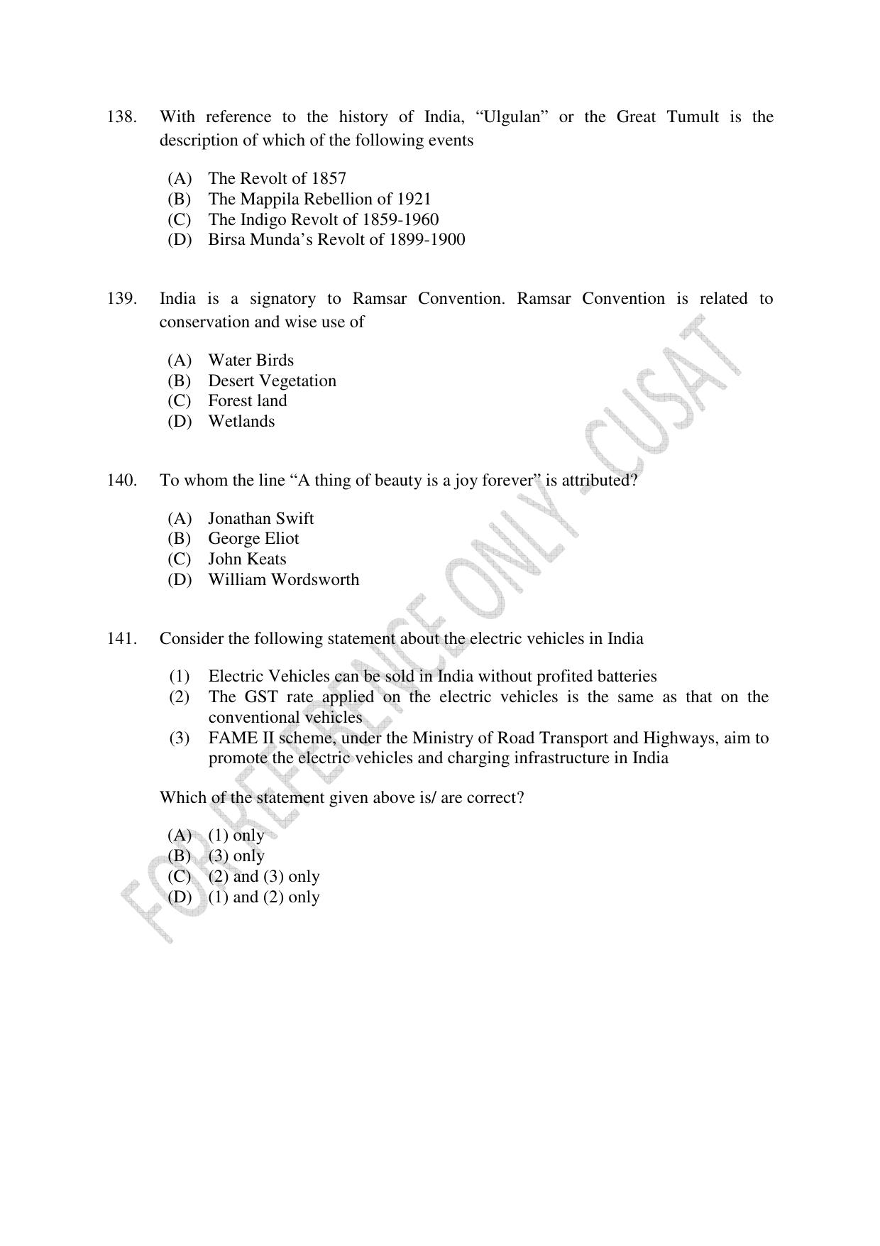 CUSAT CAT 2023 ECONOMETRICS Question Paper - Page 28