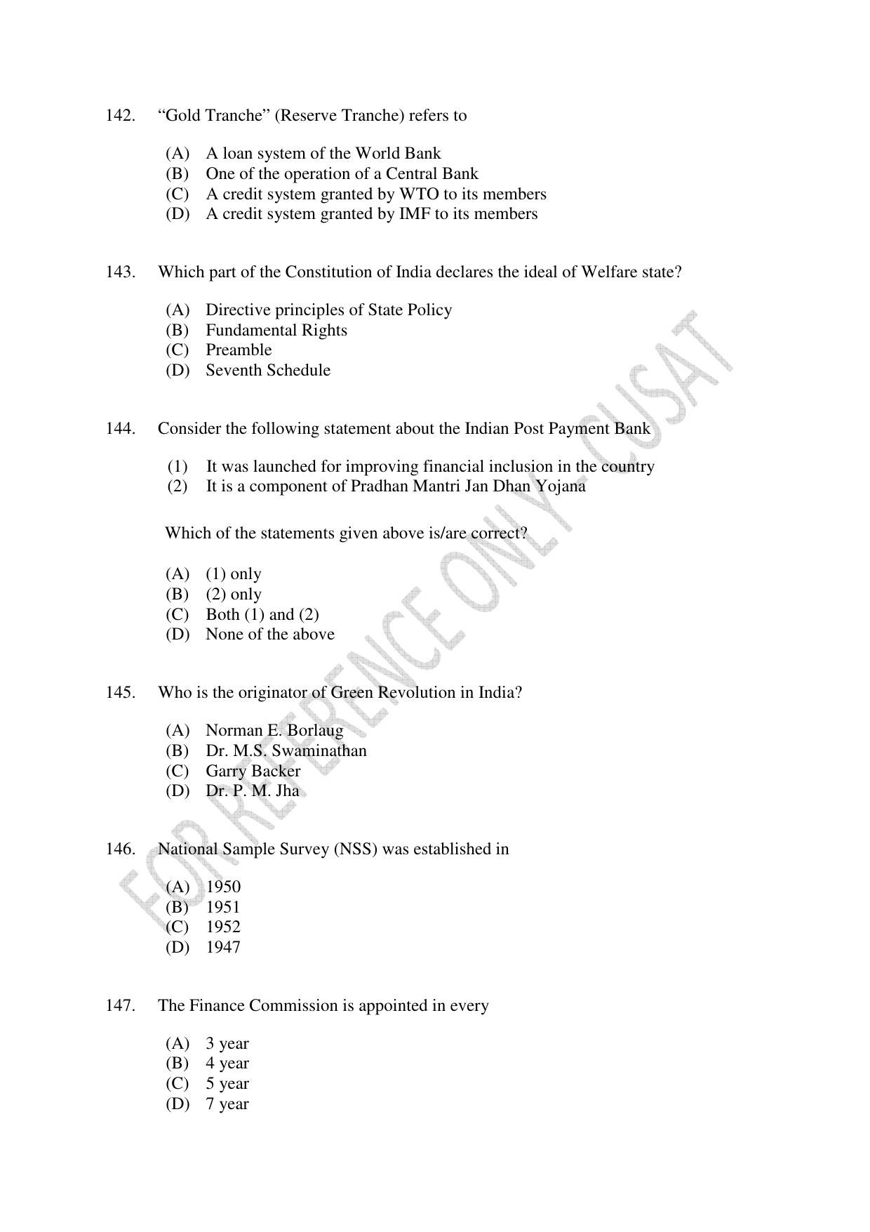 CUSAT CAT 2023 ECONOMETRICS Question Paper - Page 29